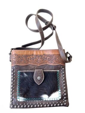 Western Style Trinity Ranch Embossed Studded Purse Crossbody